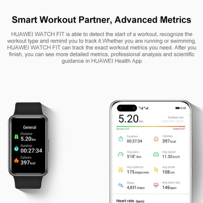 Original Huawei WATCH FIT Smart Watch, Elegant Version, 1.64 inch Amoled Color Screen, Stainless Steel Frame, with Fluorine Rubber Strap, 50 Meter Waterproof, Support 10 Day Endurance & Fast Charging  ... eart Rate / Sleep / Blood Oxygen Monitoring(White) - Wearable Devices by Huawei | Online Shopping UK | buy2fix