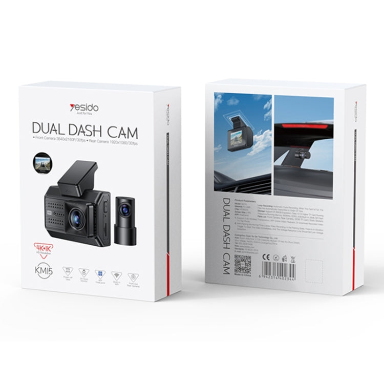 Yesido KM15 4K Dual Dash Camera Driving Recorder - Car DVRs by Yesido | Online Shopping UK | buy2fix