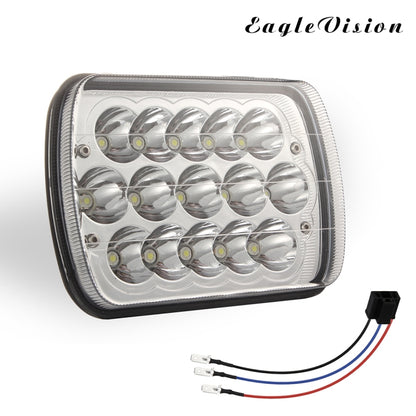 7 inch 5X7 H4 15W DC 9-30V 1500LM IP67 Car Truck Off-road Vehicle LED Work Lights / Headlight, with 15LEDs Lamps - Work Lights by buy2fix | Online Shopping UK | buy2fix