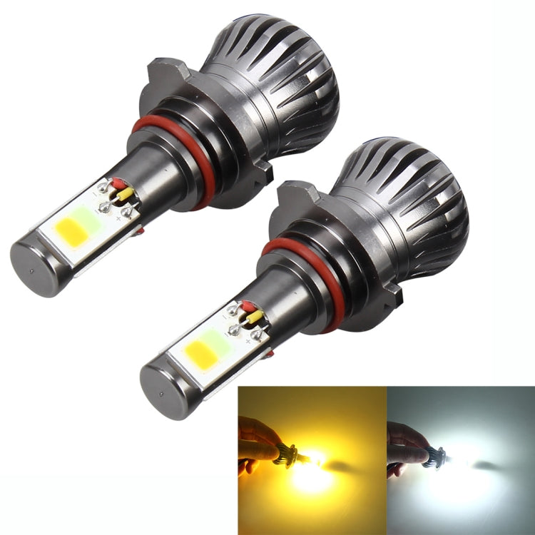 2 PCS 9006 HB4 6W 400LM Car LED Three-side COB Chips Fog Light Lamp Replacement, (White Light+Yellow Light) - Fog / Driving Lights by buy2fix | Online Shopping UK | buy2fix
