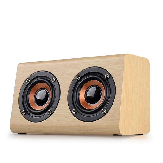 W7 Bluetooth 4.2 Wooden Double Horns Bluetooth Speaker(Light Yellow Wood Texture) - Desktop Speaker by buy2fix | Online Shopping UK | buy2fix