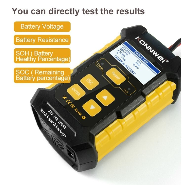 KONNWEI KW510 3 in 1 Car Battery Tester / Charger / Repairer, Support 8 Languages (EU Plug) - Code Readers & Scan Tools by buy2fix | Online Shopping UK | buy2fix