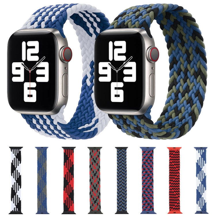 Plastic Buckle Mixed Color Nylon Braided Single Loop Watch Band For Apple Watch Ultra 49mm&Watch Ultra 2 49mm / Series 9&8&7 45mm / SE 3&SE 2&6&SE&5&4 44mm / 3&2&1 42mm, Size:XXL(Ripple Black Red) - Watch Bands by buy2fix | Online Shopping UK | buy2fix