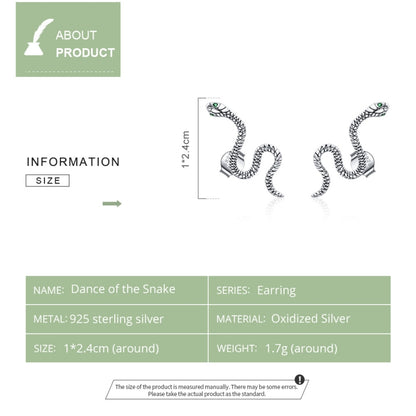 S925 Sterling Silver Smart Snake Ear Studs Women Earrings - Stud Earrings & Earrings by buy2fix | Online Shopping UK | buy2fix