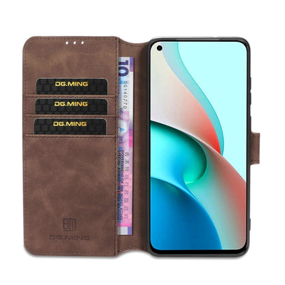 For Xiaomi Redmi Note 9 5G DG.MING Retro Oil Side Horizontal Flip Leather Case with Holder & Card Slots & Wallet(Coffee) - Xiaomi Cases by DG.MING | Online Shopping UK | buy2fix