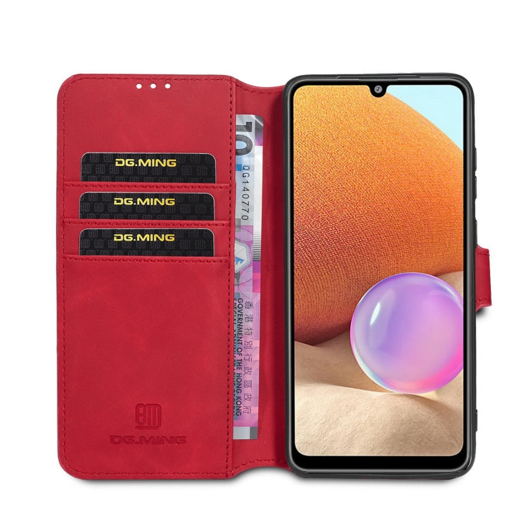 For Samsung Galaxy A32 4G DG.MING Retro Oil Side Horizontal Flip Leather Case with Holder & Card Slots & Wallet(Red) - Galaxy Phone Cases by DG.MING | Online Shopping UK | buy2fix