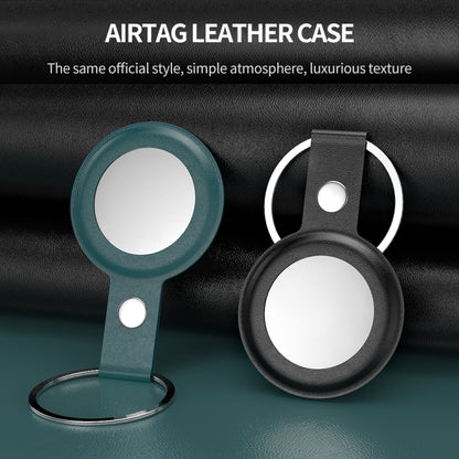 PU Leather Case Shockproof Anti-scratch Protective Cover with Keychain Ring Loop For AirTag(Navy Blue) - Key Chain Series by MOMAX | Online Shopping UK | buy2fix