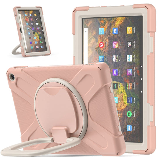 Silicone + PC Protective Case with Holder & Shoulder Strap For Amazon Kindle Fire HD 10 2021(Rose Gold) - Amazon by buy2fix | Online Shopping UK | buy2fix