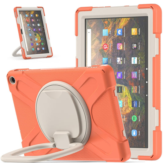 Silicone + PC Protective Case with Holder & Shoulder Strap For Amazon Kindle Fire HD 10 2021(Living Coral) - Amazon by buy2fix | Online Shopping UK | buy2fix