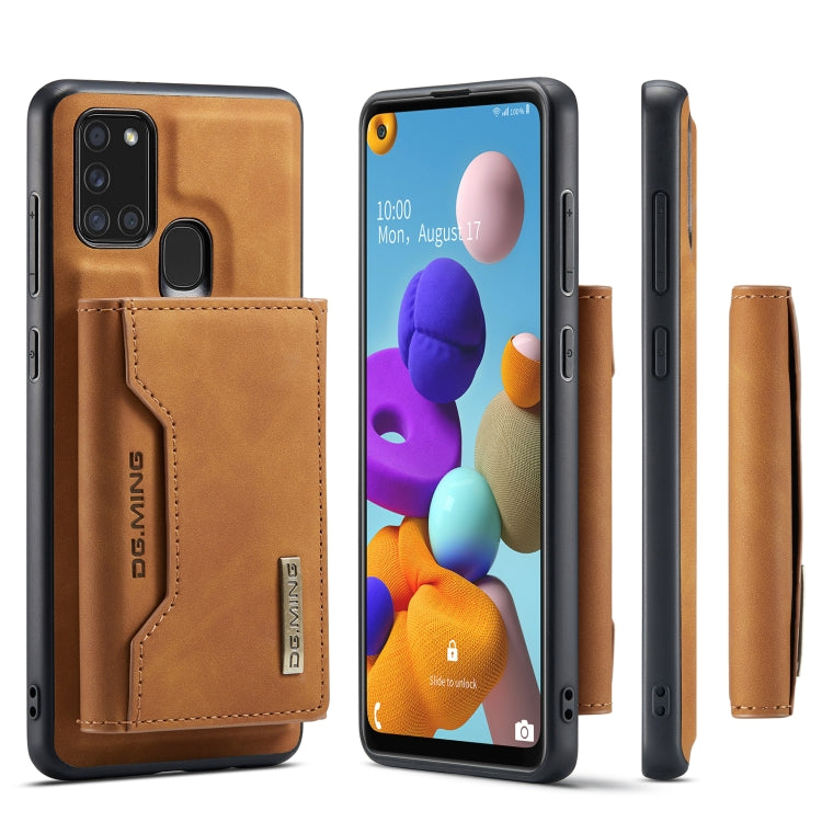 For Samsung Galaxy A21s DG.MING M2 Series 3-Fold Multi Card Bag Back Cover Shockproof Case with Wallet & Holder Function(Brown) - Galaxy Phone Cases by DG.MING | Online Shopping UK | buy2fix