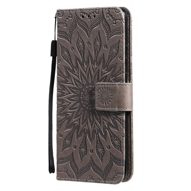 For Huawei P50 Pro Sun Embossing Pattern Horizontal Flip Leather Case with Card Slot & Holder & Wallet & Lanyard(Grey) - Huawei Cases by buy2fix | Online Shopping UK | buy2fix