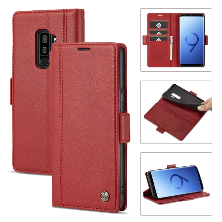 For Samsung Galaxy S9 LC.IMEEKE Magnetic Buckle PU + TPU Horizontal Flip Leather Case with Holder & Card Slots & Wallet(Red) - Galaxy Phone Cases by LC.IMEEKE | Online Shopping UK | buy2fix