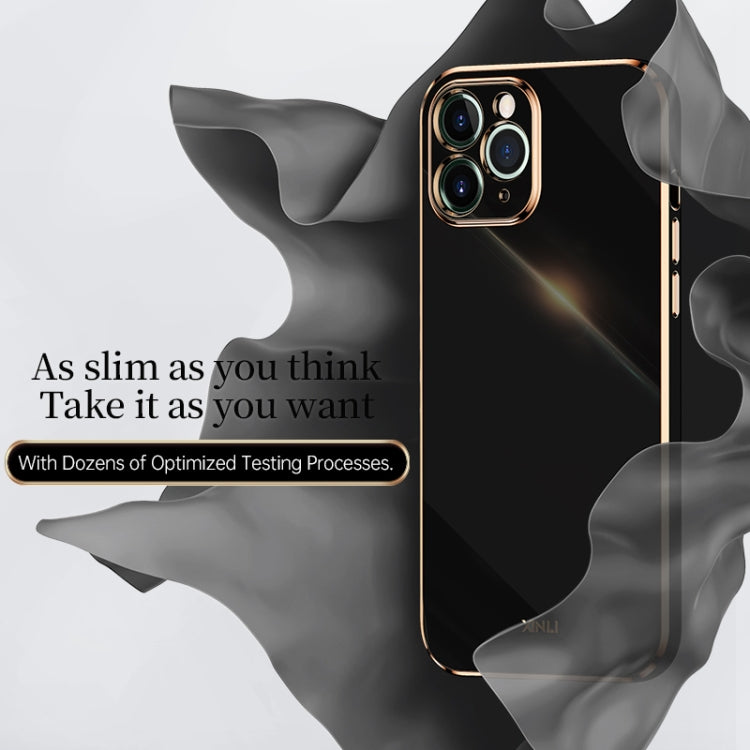 For iPhone 12 mini XINLI Straight 6D Plating Gold Edge TPU Shockproof Case (Black) - iPhone 12 mini Cases by XINLI | Online Shopping UK | buy2fix