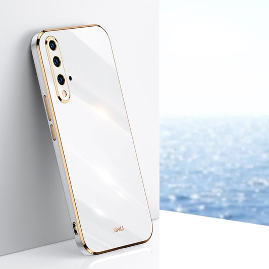 For Honor 20 XINLI Straight 6D Plating Gold Edge TPU Shockproof Case(White) - Honor Cases by XINLI | Online Shopping UK | buy2fix