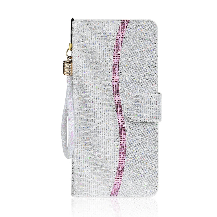 For iPhone 13 mini Glitter Powder Horizontal Flip Leather Case with Card Slots & Holder & Lanyard (Silver) - iPhone 13 mini Cases by buy2fix | Online Shopping UK | buy2fix