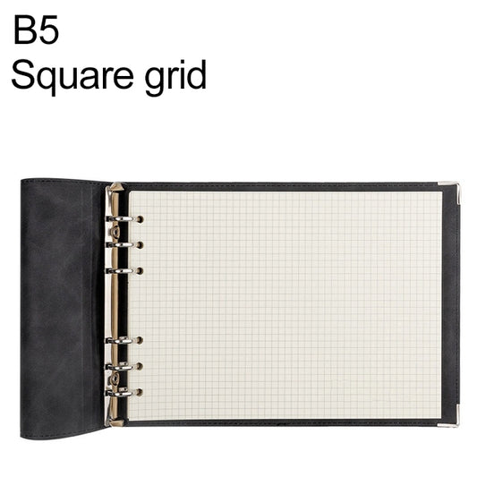 B5 Faux Leather Loose-leaf Grid Notebook, Style:Checkered Core(Black) - Notebooks by buy2fix | Online Shopping UK | buy2fix