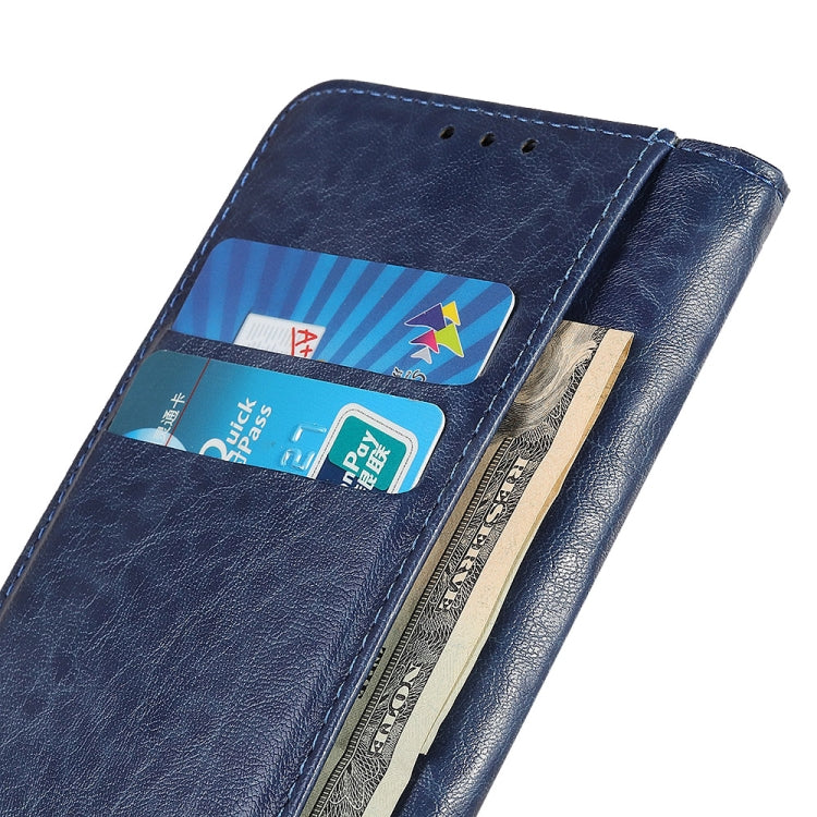 For OPPO A16 Magnetic Crazy Horse Texture Horizontal Flip Leather Case with Holder & Card Slots & Wallet(Blue) - OPPO Cases by buy2fix | Online Shopping UK | buy2fix