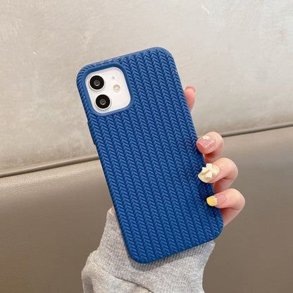 For iPhone 11 Herringbone Texture Silicone Protective Case (Sea Blue) - iPhone 11 Cases by buy2fix | Online Shopping UK | buy2fix