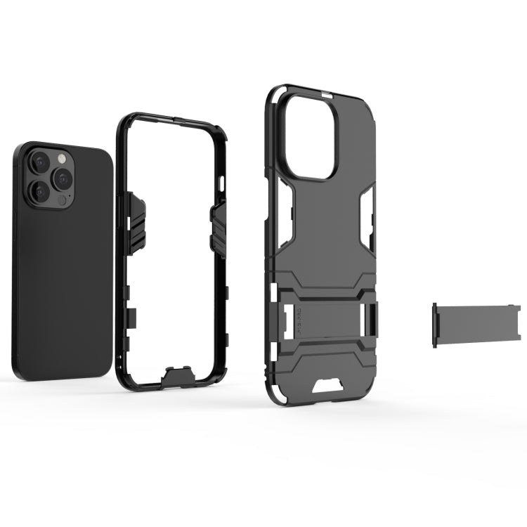 For iPhone 13 Pro PC + TPU Shockproof Protective Case with Invisible Holder (Black) - iPhone 13 Pro Cases by buy2fix | Online Shopping UK | buy2fix