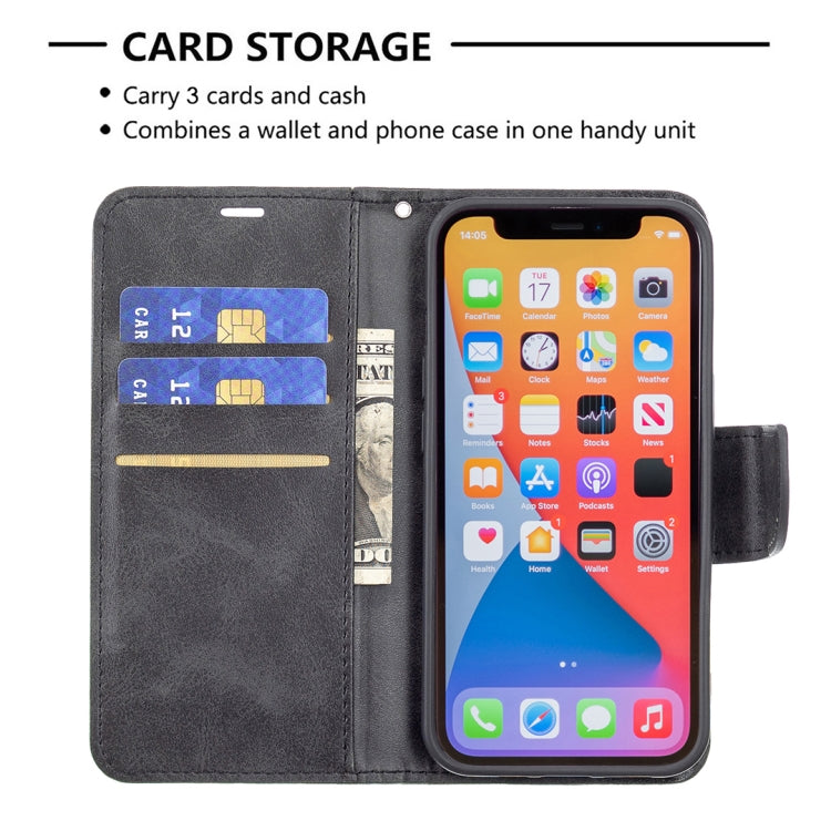 For iPhone 13 Retro Lambskin Texture Pure Color Horizontal Flip PU Leather Case, with Holder & Card Slots & Wallet & Lanyard(Black) - iPhone 13 Cases by buy2fix | Online Shopping UK | buy2fix