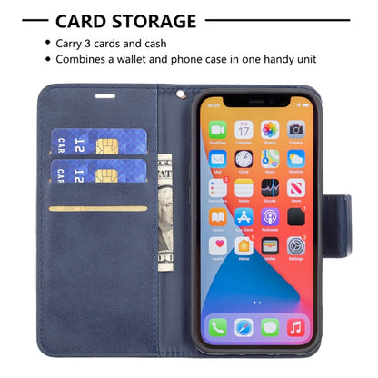 For iPhone 13 Pro Retro Lambskin Texture Pure Color Horizontal Flip PU Leather Case, with Holder & Card Slots & Wallet & Lanyard(Blue) - iPhone 13 Pro Cases by buy2fix | Online Shopping UK | buy2fix