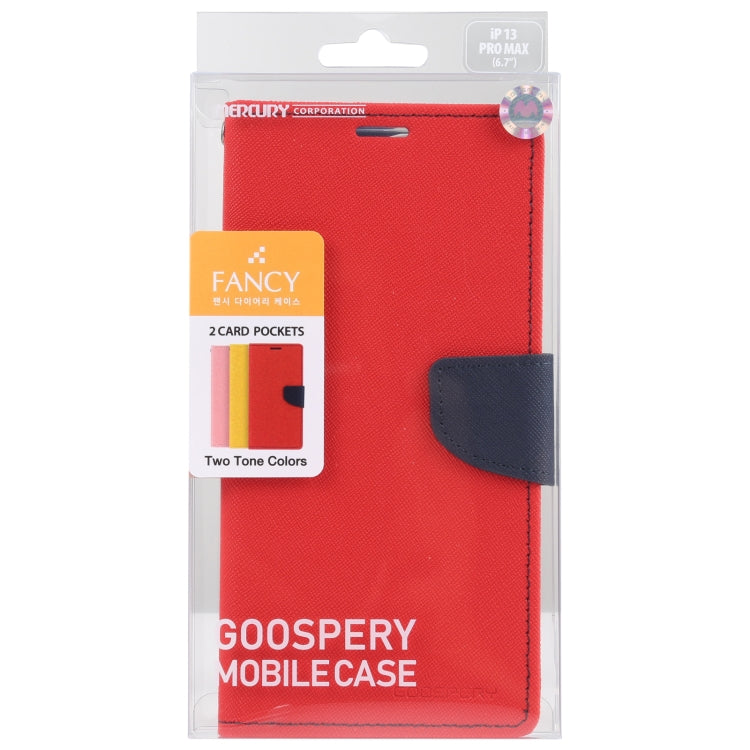 For iPhone 13 Pro Max GOOSPERY FANCY DIARY Cross Pattern Horizontal Flip Leather Case with Holder & Card Slots & Wallet (Red) - iPhone 13 Pro Max Cases by GOOSPERY | Online Shopping UK | buy2fix