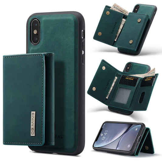 DG.MING M1 Series 3-Fold Multi Card Wallet  Back Cover Shockproof Case with Holder Function For iPhone XS(Green) -  by DG.MING | Online Shopping UK | buy2fix