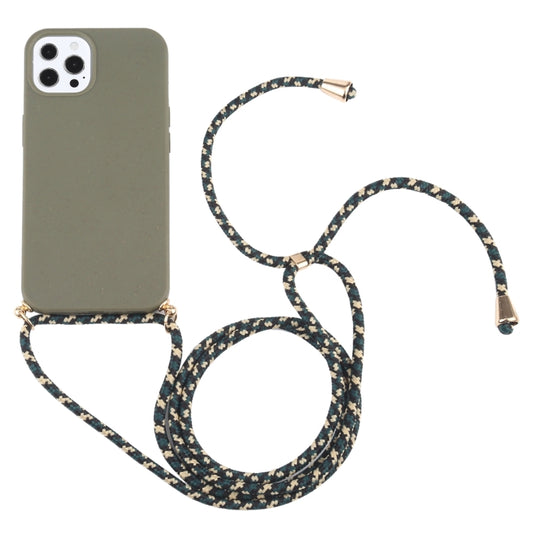 For iPhone 13 Pro Max Wheat Straw Material + TPU Shockproof Case with Neck Lanyard (Dark Green) - iPhone 13 Pro Max Cases by buy2fix | Online Shopping UK | buy2fix