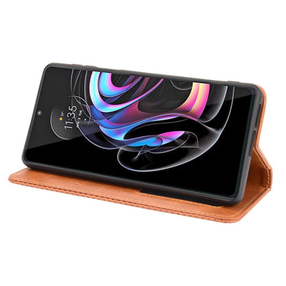 For Motorola Edge 20 Pro / Edge S Pro Magnetic Buckle Retro Crazy Horse Texture Horizontal Flip Leather Case with Holder & Card Slots & Photo Frame(Brown) - Motorola Cases by buy2fix | Online Shopping UK | buy2fix