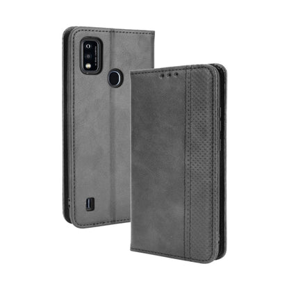 For ZTE Blade A51 Magnetic Buckle Retro Crazy Horse Texture Horizontal Flip Leather Case with Holder & Card Slots & Photo Frame(Black) - ZTE Cases by buy2fix | Online Shopping UK | buy2fix
