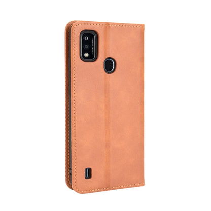 For ZTE Blade A51 Magnetic Buckle Retro Crazy Horse Texture Horizontal Flip Leather Case with Holder & Card Slots & Photo Frame(Brown) - ZTE Cases by buy2fix | Online Shopping UK | buy2fix