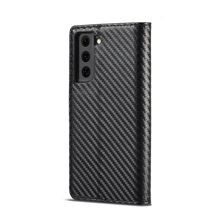 LC.IMEEKE Carbon Fiber PU + TPU Horizontal Flip Leather Case with Holder & Card Slot & Wallet For Samsung Galaxy S21 FE(Vertical Black) - Galaxy Phone Cases by LC.IMEEKE | Online Shopping UK | buy2fix