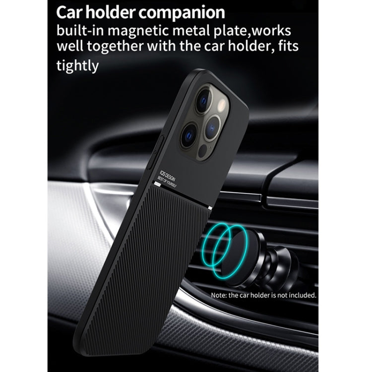 For iPhone 13 Classic Tilt Strip Grain Magnetic Shockproof PC + TPU Case(Black) - iPhone 13 Cases by buy2fix | Online Shopping UK | buy2fix