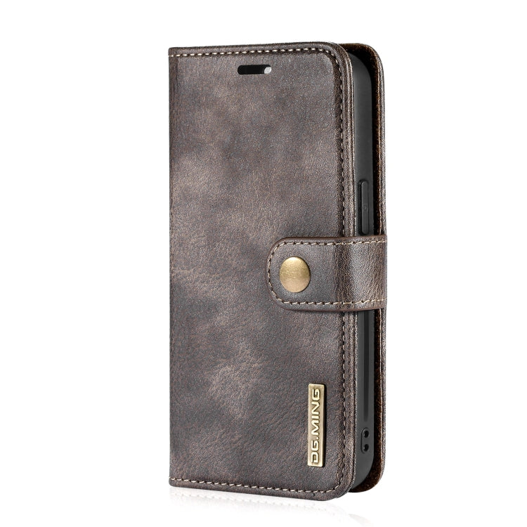 For iPhone 13 mini DG.MING Crazy Horse Texture Flip Detachable Magnetic Leather Case with Holder & Card Slots & Wallet (Grey) - iPhone 13 mini Cases by DG.MING | Online Shopping UK | buy2fix