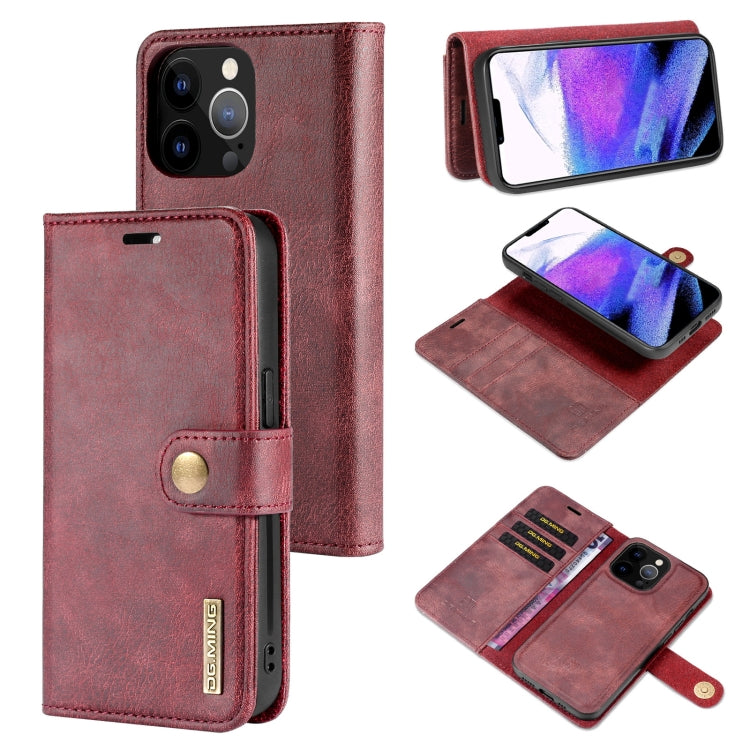 For iPhone 13 Pro Max DG.MING Crazy Horse Texture Flip Detachable Magnetic Leather Case with Holder & Card Slots & Wallet (Red) - iPhone 13 Pro Max Cases by DG.MING | Online Shopping UK | buy2fix