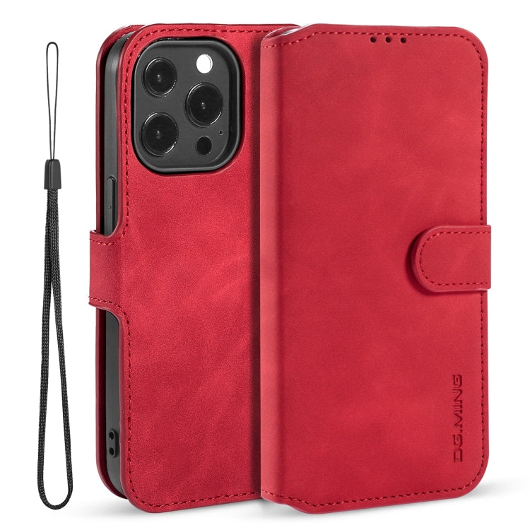 For iPhone 13 Pro Max DG.MING Retro Oil Side Horizontal Flip Leather Case with Holder & Card Slots & Wallet (Red) - iPhone 13 Pro Max Cases by DG.MING | Online Shopping UK | buy2fix