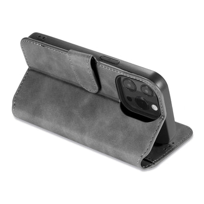 For iPhone 13 Pro Max DG.MING Retro Oil Side Horizontal Flip Leather Case with Holder & Card Slots & Wallet (Grey) - iPhone 13 Pro Max Cases by DG.MING | Online Shopping UK | buy2fix