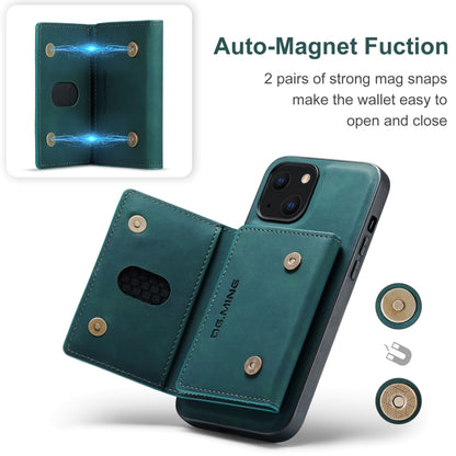 For iPhone 13 DG.MING M2 Series 3-Fold Card Bag Shockproof Case with Wallet & Holder Function(Green) - iPhone 13 Cases by DG.MING | Online Shopping UK | buy2fix