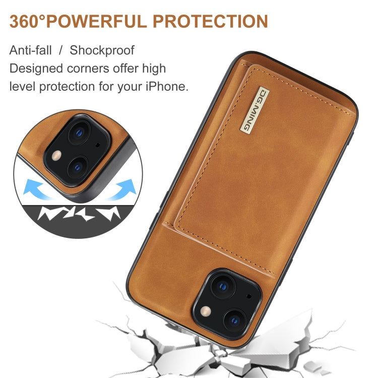 For iPhone 13 mini DG.MING M1 Series 3-Fold Multi Card Wallet Shockproof Case with Holder Function (Brown) - iPhone 13 mini Cases by DG.MING | Online Shopping UK | buy2fix