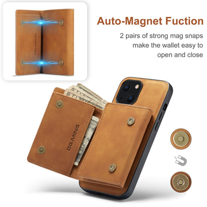 For iPhone 13 DG.MING M1 Series 3-Fold Multi Card Wallet Shockproof Case with Holder Function (Brown) - iPhone 13 Cases by DG.MING | Online Shopping UK | buy2fix