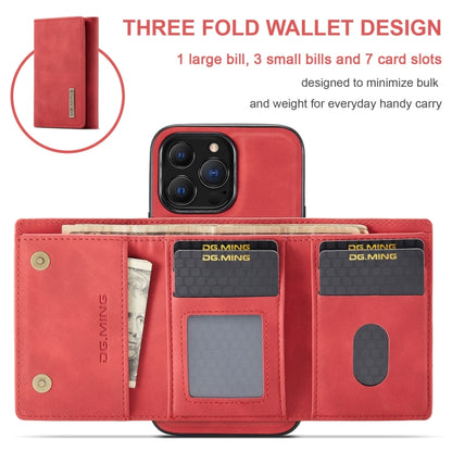 For iPhone 13 Pro DG.MING M1 Series 3-Fold Multi Card Wallet Shockproof Case with Holder Function (Red) - iPhone 13 Pro Cases by DG.MING | Online Shopping UK | buy2fix