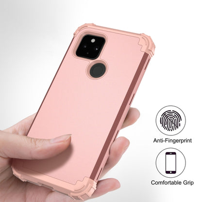 For Google Pixel 4a 5G 3 in 1 Shockproof PC + Silicone Protective Case(Rose Gold) - Google Cases by buy2fix | Online Shopping UK | buy2fix