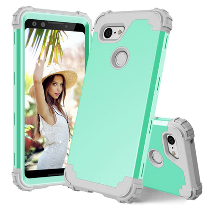 For Google Pixel 3 3 in 1 Shockproof PC + Silicone Protective Case(Mint Green + Grey) - Google Cases by buy2fix | Online Shopping UK | buy2fix