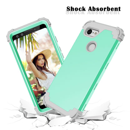 For Google Pixel 3 3 in 1 Shockproof PC + Silicone Protective Case(Mint Green + Grey) - Google Cases by buy2fix | Online Shopping UK | buy2fix