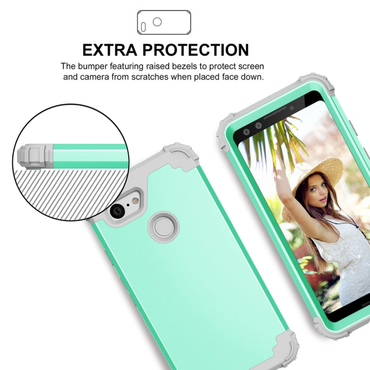 For Google Pixel 3 3 in 1 Shockproof PC + Silicone Protective Case(Mint Green + Grey) - Google Cases by buy2fix | Online Shopping UK | buy2fix