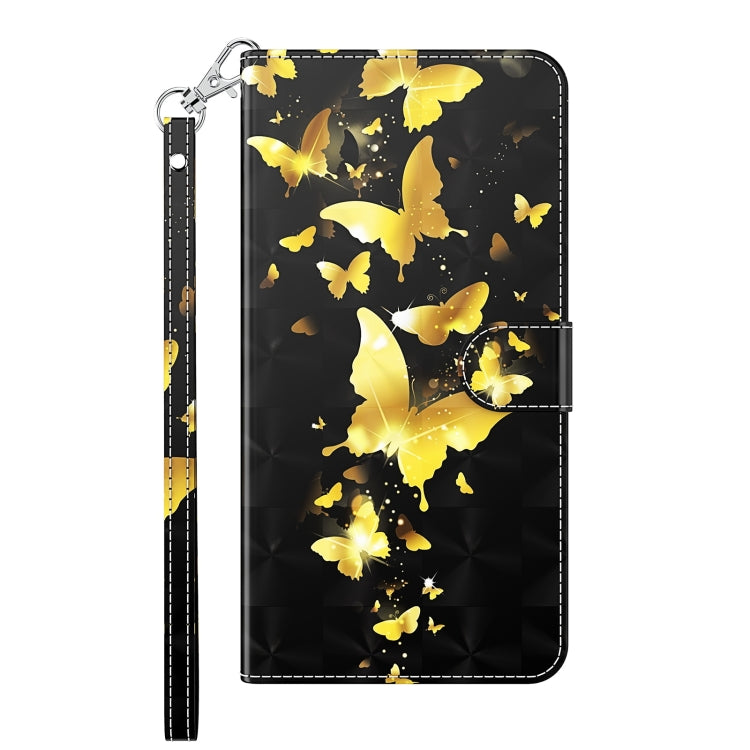 For iPhone 13 Pro 3D Painting Pattern Horizontal Flip TPU + PU Leather Case with Holder & Card Slots & Wallet (Gold Butterflies) - iPhone 13 Pro Cases by buy2fix | Online Shopping UK | buy2fix