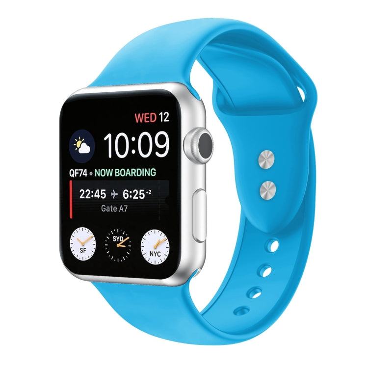 Double Nail Silicone Strap Watch Band For Apple Watch Series 9&8&7 41mm / SE 3&SE 2&6&SE&5&4 40mm / 3&2&1 38mm(Blue) - Watch Bands by buy2fix | Online Shopping UK | buy2fix