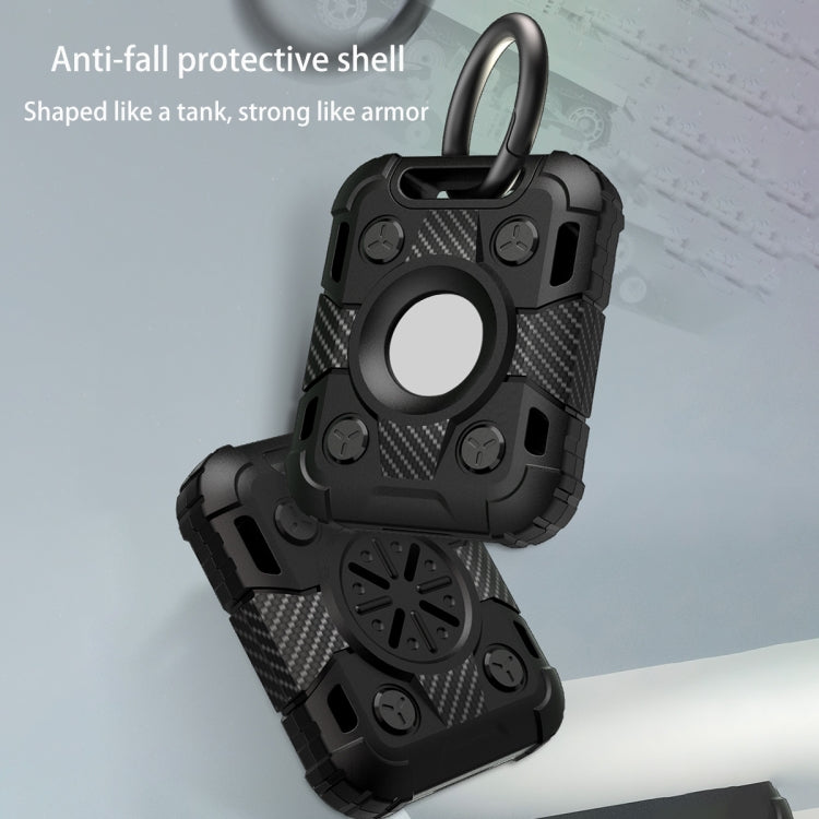 Tank Armor Anti-scratch Shockproof Carbon Fiber TPU Protective Cover Case with Keychain Ring Loop For AirTag(Dark Blue) - Key Chain Series by buy2fix | Online Shopping UK | buy2fix