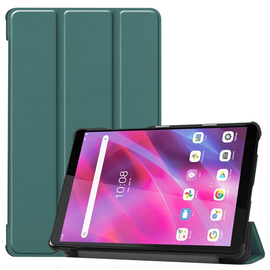 For Lenovo Tab M8 3rd Gen Custer Texture Horizontal Flip Leather Case with Three-folding Holder(Dark Green) - Lenovo by buy2fix | Online Shopping UK | buy2fix