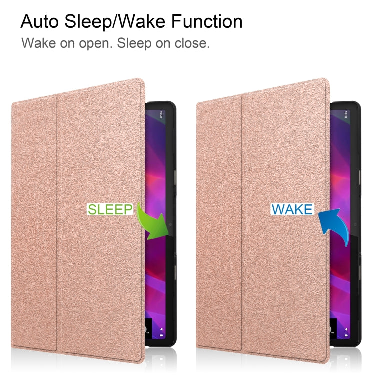 For Lenovo Yoga Tab 11 / YT-J706X Custer Texture Horizontal Flip PU Leather Case with Holder & Sleep / Wake-up Function(Rose Gold) - Lenovo by buy2fix | Online Shopping UK | buy2fix